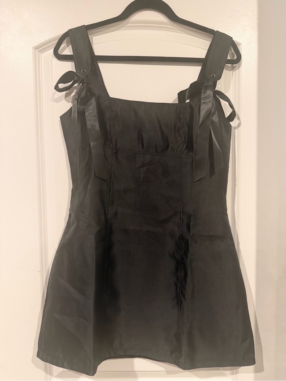 Current Mood Black Tie-Shoulder Mini Dress
